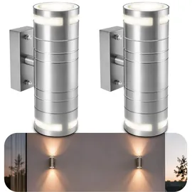 SSC-LUXon Außenwandleuchte Edelstahl 2 Stück 4x LED GU10 3W IP44 neutralweiß