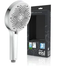Eisl STILO Handbrause DX7070, 3-fach verstellbarer Duschkopf, inklusive Wasserspardichtung, Universaler Brauseschlauchanschluss, Handbrause Dusche, chrom-weiß