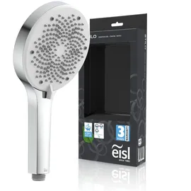 Eisl STILO Handbrause DX7070, 3-fach verstellbarer Duschkopf, inklusive Wasserspardichtung, Universaler Brauseschlauchanschluss, Handbrause Dusche, chrom-weiß
