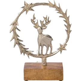 Creativ deco Deko-Objekt Kranz mit Hirsch 16 x 23 cm Silber