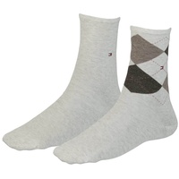 TOMMY HILFIGER Damensocken Doppelpack Uni/Raute beige Größe 39-42 - 39-42