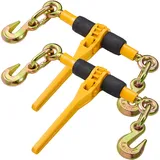 Vevor Ratschenlastspanner, 6,3-8 mm, 1180 kg sichere Arbeitslast, 2er-Set Lastbinder mit 2 Greifhaken, Kettenspanner für Transportketten, Hochleistungs-Abschleppketten-Ratschenkettenbinder