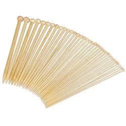 Relaxdays 108 x Stricknadeln Set aus Bambus Hellbraun