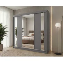beautysofa Schwebetürenschrank Gaja 240 x 216 x 61 cm Grau