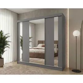 beautysofa Schwebetürenschrank Gaja 240 x 216 x 61 cm Grau