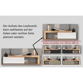 INOSIGN Lowboard INOSIGN "Chronos TV-Board, T-Schrank", grau (anthrazit, eiche wotan), B:240cm H:51cm T:40cm, Sideboards, Lowboard, Breite 240 cm TV-Board,Lowboard,1 Klappe und ein L-Förmiger Aufsatz