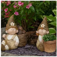 Formano Gartenfigur Wichtel mit Pflanztopf 2er Set
