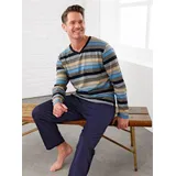 HAJO Schlafanzug marine-beige-geringelt Beige/Blau 52/54