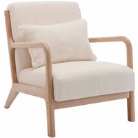 Sweeek Sessel aus Holz und Bouclé-Stoff, 1 Person, Zirkelbeine,