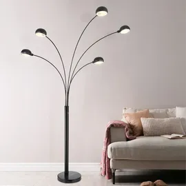 GLOBO Stehleuchte Strahler Standlampe Stehlampe Wohnzimmer Modern mit Marmorsockel schwarz, Metall, 5x E14, LxBxH 130x120x200cm