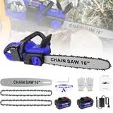 Akku Kettensäge 16 Zoll Mini Kettensäge Elektrische Kettensäge mit 4.0 Ah Akkus Tragbarer Elektro Mini Kettensäge mit Automatischer Öler 40 cm Schnittlänge für Gartenbäumen Astschere Holzschneiden