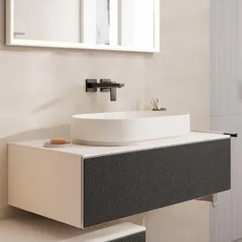 Hansgrohe Xevolos E Konsole 980/550 mit Auschnitt mittig für Aufsatzwaschtisch ohne Hahnloch, 54329780 980 x 550 mm, Sandbeige Matt