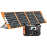 Powerstation mit Solarpanel, 151Wh Tragbare Powerstation und 100W Solarpanel Faltbar, 18V Solarpanel mit Speicher Camping Solaranlage Komplettset, 200W Solargenerator für Handys, Laptop, Drohnen