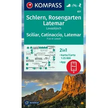 Kompass Wanderkarte 651 Schlern, Rosengarten, Latemar, Lavazejoch / Sciliar, Catinaccio, Latemar, Passo di Lavaze 1:25.000: