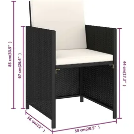 vidaXL Garten-Essgruppe mit Auflagen Polyrattan 6-tlg. schwarz