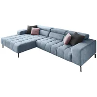 Ecksofa DIE PLANBAR "MP-IN18022 L-Form" Sofas Gr. B/H/T: 321cm x 74cm x 190cm, Chenille, Ottomane links, Kopfteilverstellung-Sitztiefenverstellung-Vorziehbank motorisch, blau (aqua) mit Kopfteilverstellung & Zierkissen, optional Sitztiefenverstellung