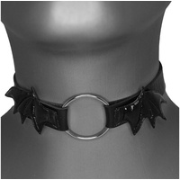 Metamorph Kostüm Halsband Vampire Wings, Elastischer Halsschmuck für Gothic, Fetish und Leather-Look schwarz