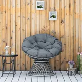 Papasansessel Korbsessel Sessel mit Polster 360 Grad Rattan Grau B87 x T97 x H86 cm 87x97x86 cm PE Rattan - Grau