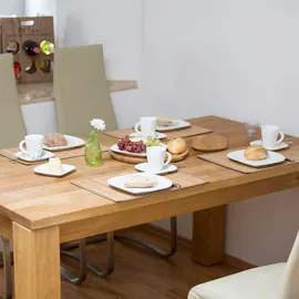 Relaxdays Tischset, 4er Set, Bambus, Stoffrand, rutschhemmend, 45x30 cm, Teller, Esstisch, eckiges Platzset, Natur