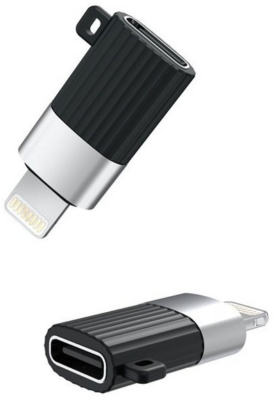 XO XO Adapter Typ-C Buchse auf Lightning wandelt USB-C zu Lightning Smartphone-Adapter schwarz