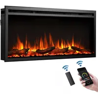 BALDERIA Atalanta 40" Elektrokamin - Elektrischer Einbaukamin mit Heizung 1000/2000 W, realistischer 3D-Flammeneffekt, integrierte Knisterfunktion, Fernbedienung, Timer, Thermostat - Schwarz