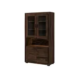 Wolf Möbel Vitrine Akazie 98x40x180 dunkelbraun lackiert BARK #209