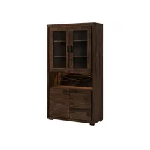 Wolf Möbel Vitrine Akazie 98x40x180 dunkelbraun lackiert BARK #209