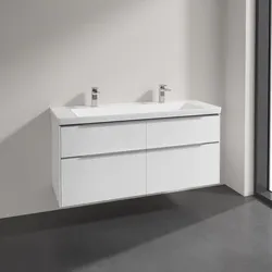 Villeroy & Boch Subway 3.0 Badmöbel-Set 130 cm, 4 Auszüge, WT für 2 Armaturen, Badmöbel,