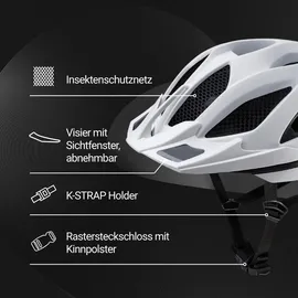 ked ahead gmbh KED Spiri II Trend Allround Fahrradhelm Mit LED Licht Und Reflektor, Optimierter Belüftung und Insektenschutznetz I Farbe: white matt Größe: 55-... - Weiß