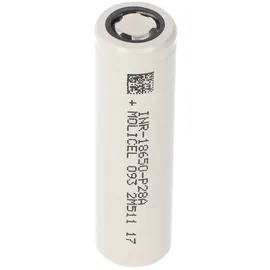 Molicel INR18650-P28A 2800mAh 35A Li-Ionen-Akku, 3,6V - 3,7V ungeschützt, flat top, Abmessungen 65x18,45mm