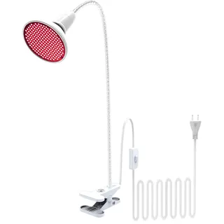 QIANYAN 660nm Rotlichtlampe für Gesicht, Tiefrotelampe Wärmelampe Einstellbarer Winkel mit Klemme, 360° Schwanenhals 200 LEDs Rotlicht für Gesicht Muskel Rücken