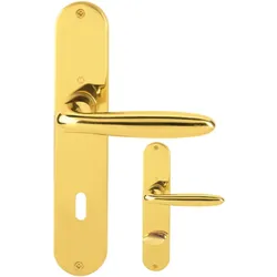 Hoppe Türdrücker Verona Langschild BB, WC Messing F71 Türbeschlag Türgriff Türklinke, Typ: BB- Buntbart