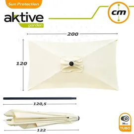 Aktive Rechteckiger Balkonschirm, Terrassenschirm, Rechteckschirm, Gartenterrassenschirm, 200x120 cm, cremefarben, Aluminiummast