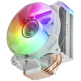 Mars Gaming MCPU-VR Weiß, CPU Kühlkörper, Dual Infinity Mirror ARGB, 4 HCT Heatpipes, 180W TDP, Ultra-quiet PWM 12cm Lüfter