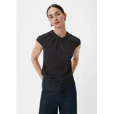 Comma, Comma Satinbluse mit Raffung schwarz 40