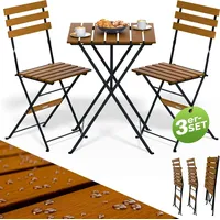 CASARIA CASARIA® Gartenmöbel Set Balkon 2 Personen Vollmontiert FSC®-zertifiziert Wetterfest Holz Klappbar Garten Terrasse Akazie Metall Tisch 2 Stühle...