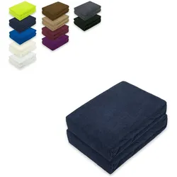 EXKLUSIV HEIMTEXTIL Frottee Spannbettlaken Doppelpack 120 x 200 cm Navyblau