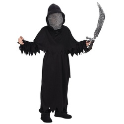 CHAKS Hexen-Kostüm Halloween Geist ‚Black Ghost‘ für Kinder – 3-tlg. schwarz 140