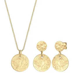 Elli Elli Schmuckset Kette Ohrhänger Plättchen Vintage Coin 925 Silber Schmuck-Set   Damen 