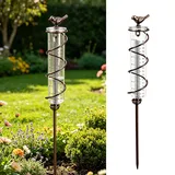 Vasedre Regenmesser, Regenmesser Frostsicher mit Metall Kolibri & Erdspieß, Outdoor Regen Messbecher Glas, Regenwassermesser Glas für Garten, Rasen, Terrasse, Hof Deko