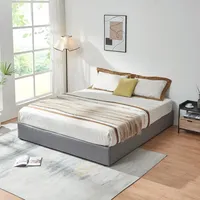 [en.casa] Polsterbett Nola mit Matratze 160x200 cm Leinen Grau