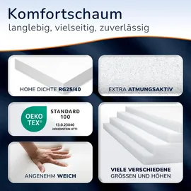 MSS e.K. MSS Schaumstoffplatte 100 x 200 x 12 cm RG 25/40 Schaumstoffpolster Topper Matratze Matte Schaumstoff