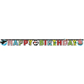 Amscan Partykette Happy Birthday Pirat Länge 180 cm mehrfarbig