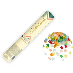 PartyDeco Konfettikanone mit Sternen 20cm Konfetti Kanone Party Popper Geburtstag Zirkusparty Konfettiregen Shooter Konfettibombe Bunt