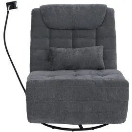 Mendler Relaxsessel HWC-P92 Chenille 82 x 96 x 82 cm Dunkelgrau drehbar mit Liegeposition
