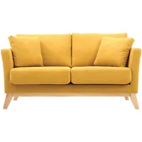 miliboo 49044 Sofa skandinavisch 2 Plätze Senfgelb helle Holzbeine Oslo
