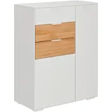 Mid.you Schuhschrank, Weiß, Eiche, Holzwerkstoff, Holz, Metall, Eiche, massiv, 3 Fächer, 3 Schublade(n) Schubladen, 82x104x40 cm, Garderobe, Schuhaufbewahrung, Schuhschränke