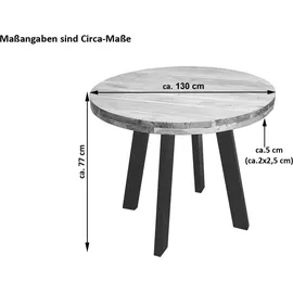 Sam Esszimmertisch rund 130 cm Akazienholz nussbaumfarben schwarz SOPHIA - Braun