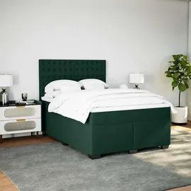 vidaXL Boxspringbett 140 x 200 cm Dunkelgrün