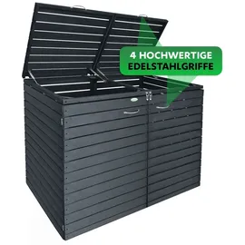 Endorphin Stabile Comfort Mülltonnengarage / Mülltonnenbox mit Gasdruckfeder 2er 240 l nachhaltig aus Holz